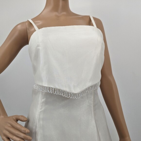 Vintage 1990s Y2K Aspeed Wedding Gown White Dress Beaded Formal Prom Size 9-10 - Picture 3 of 9